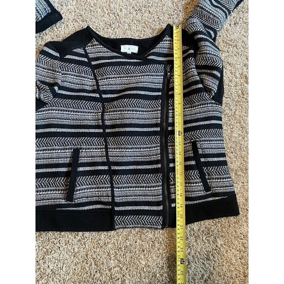 LOU & Grey Womens Large Pattern Play Moto Jacket Zip Front Black White C… - Picture 6 of 8